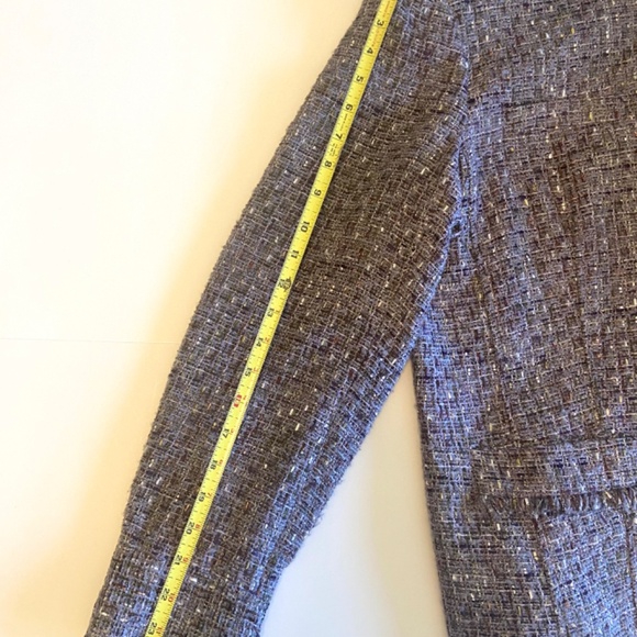 Coldwater Creek Purple Tweed Bouclé Chef Collar Blazer Jacket Size 16 Shaped Fit - Picture 12 of 13